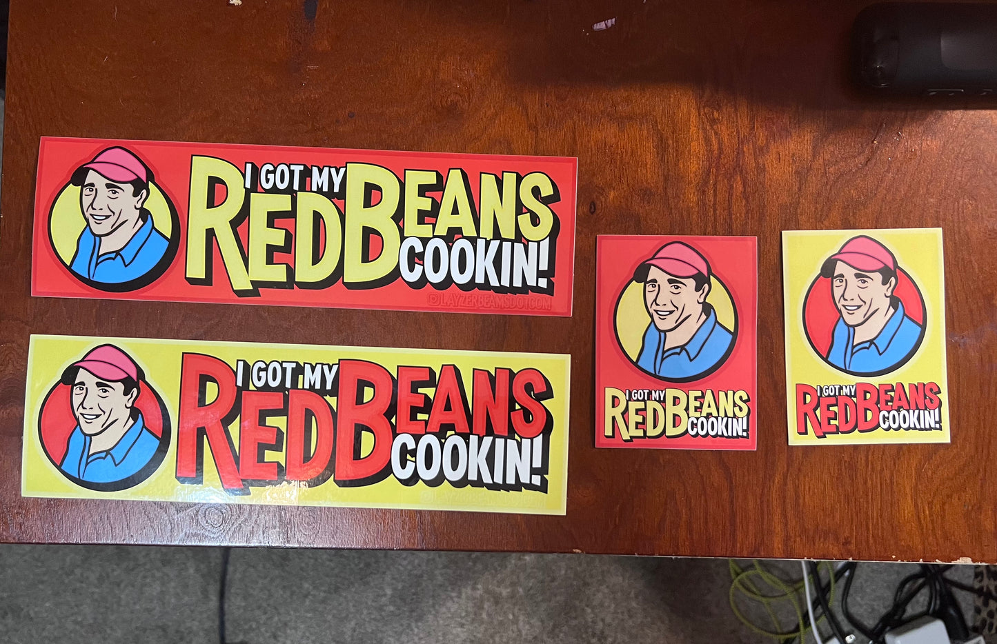 I GOT MY RED BEANS COOKIN - Big Yellow Bumper Sticker